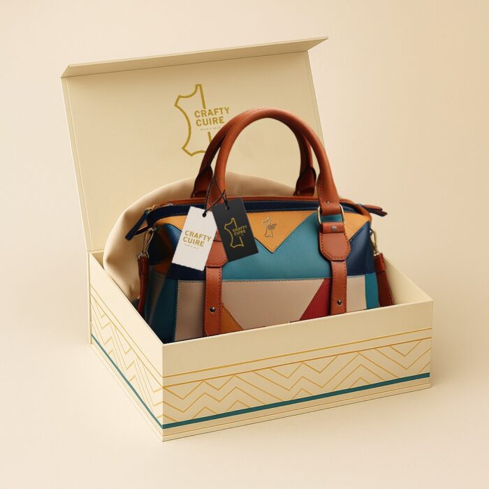 Luxury Patchwork Leather Handbag – Multicolor Genuine Leather by Crafty Cure - Image 6