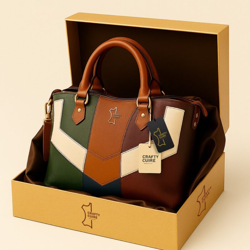 Luxury Patchwork Leather Handbag – Multicolor Genuine Leather by Crafty Cure