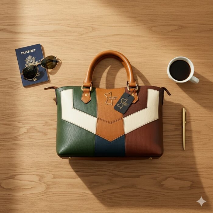 Luxury Patchwork Leather Handbag – Multicolor Genuine Leather by Crafty Cure - Image 7