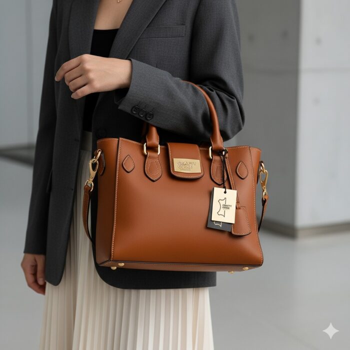 Handmade Tan Brown Leather Satchel – Premium Genuine Leather Handbag by Crafty Cure - Image 3