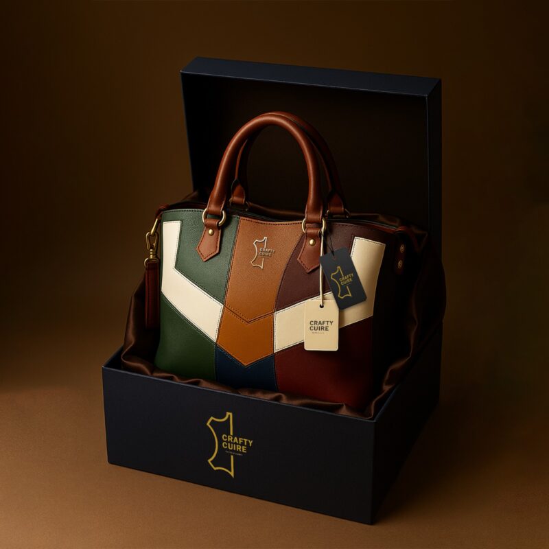 Luxury Patchwork Leather Handbag – Multicolor Genuine Leather by Crafty Cure