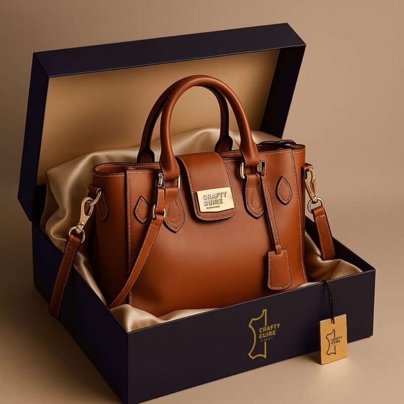 Handmade Tan Brown Leather Satchel – Premium Genuine Leather Handbag by Crafty Cure