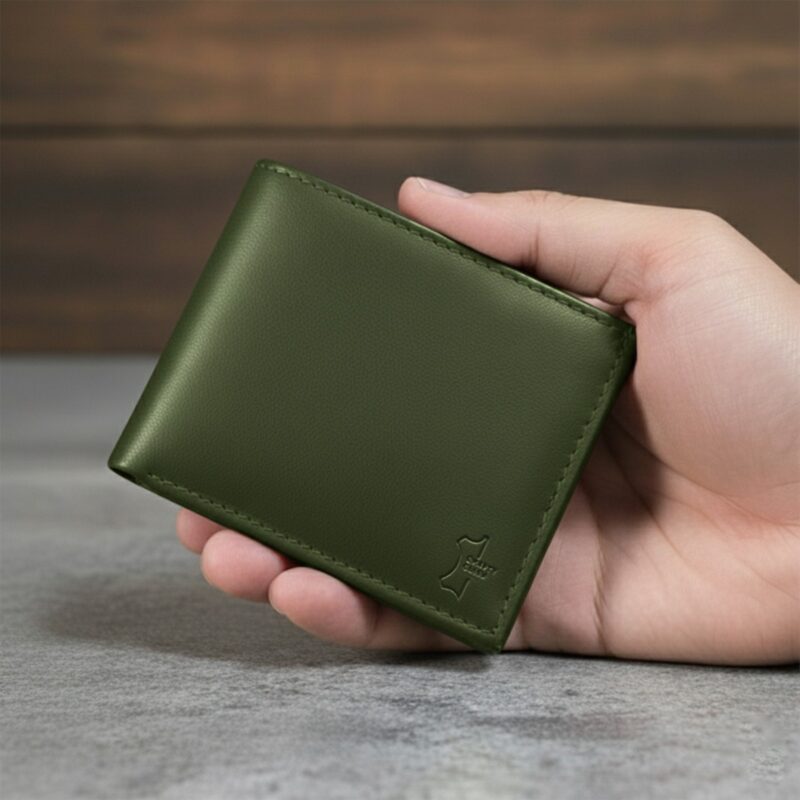 Crafty Cure Green Genuine Leather Wallet – Stylish Handmade Men’s Bifold