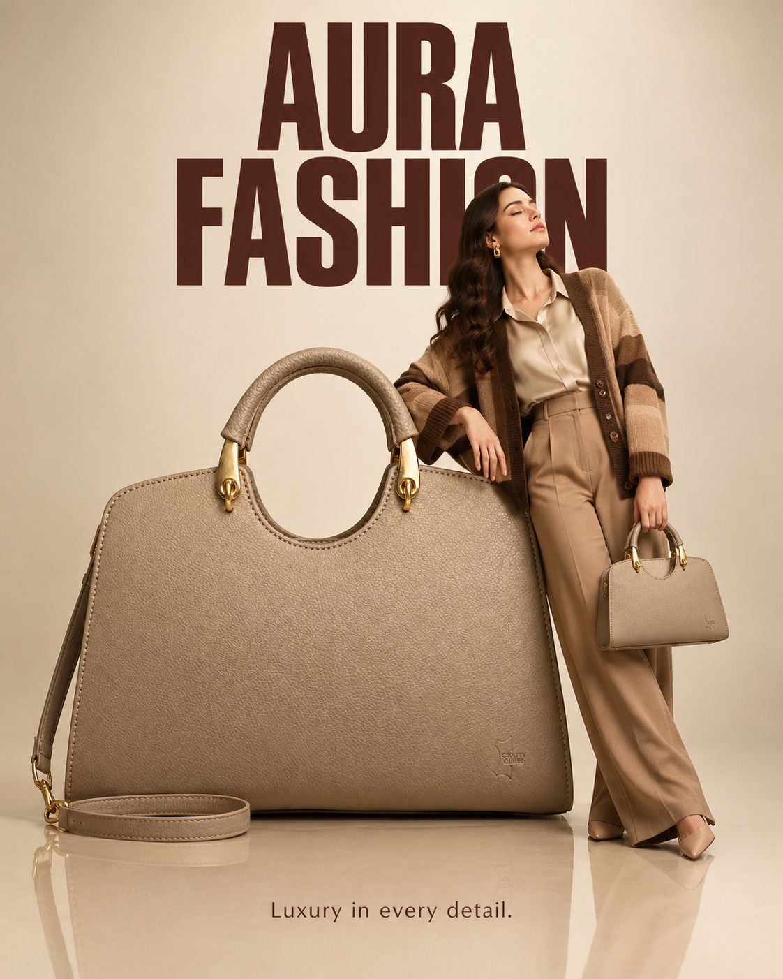 CraftyCuire taupe leather handbag