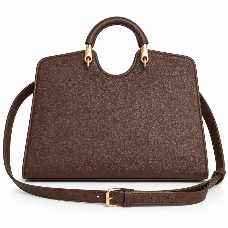 Premium Genuine Cow Leather Handbag for Women – RFID Protected Shoulder & Crossbody Bag | Chocolate Brown