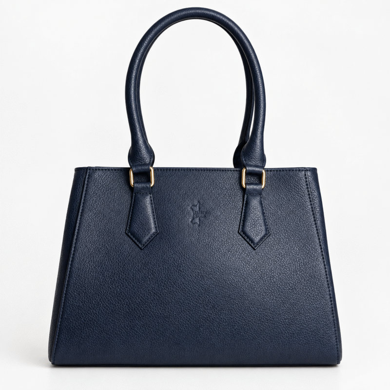 Premium Genuine Cow Leather RFID Protected Women's Tote Bag – Navy Blue